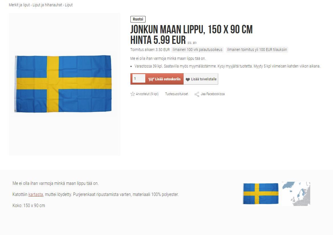Hauska vitsi Ruotsin lipusta