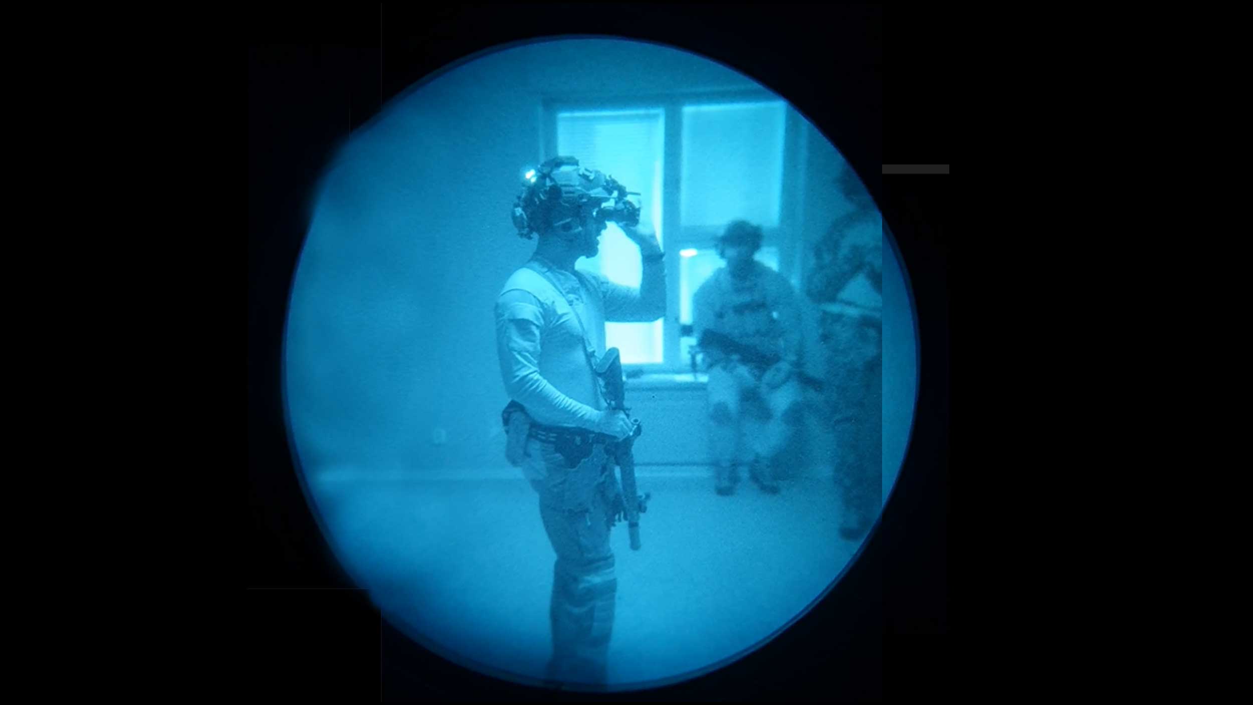 Learning to use night vision goggles on a course