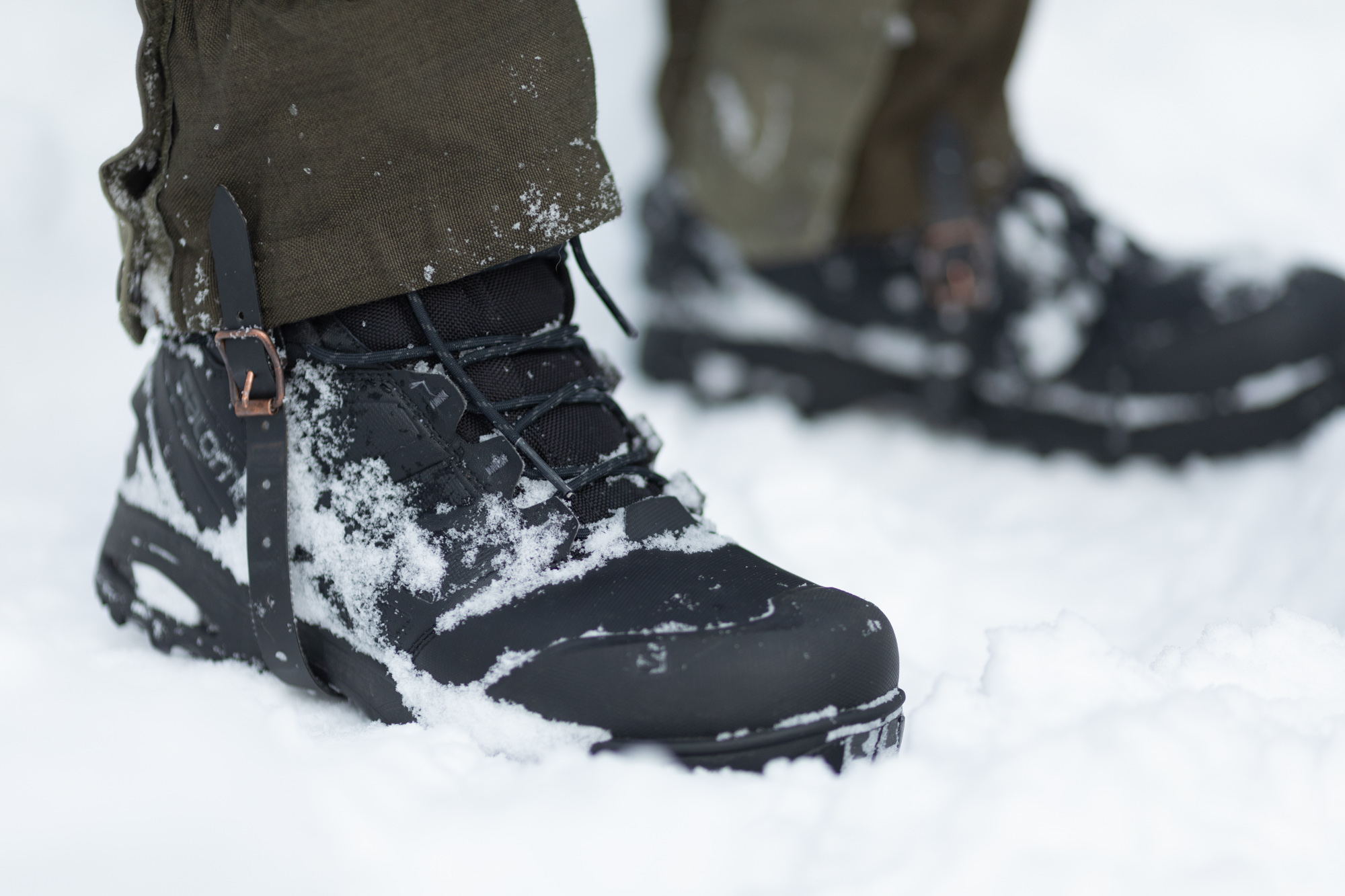 Salomon Toundra Forces together with Austiran gaiters in snow 