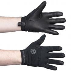 Magpul Patrol Glove 2.0. Magpul Patrol -hanskojen kämmenosa on vahvaa vuohennahkaa. Lisäksi rystysissä on iskuilta suojaavat solumuovipermusteet ja kämmenselän suojana kestävät nylonvahvikket.