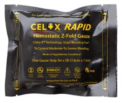 Celox Rapid 5ft Z-Fold hemostaattiside. 