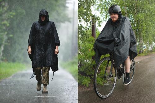 Särmä sadeviitta. Toimii sekä jalan että pyörällä liikkuessa.